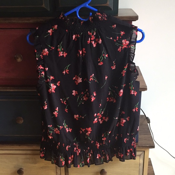 J. Crew Black Sleeveless smocked tip fall floral 6 - Picture 4 of 4